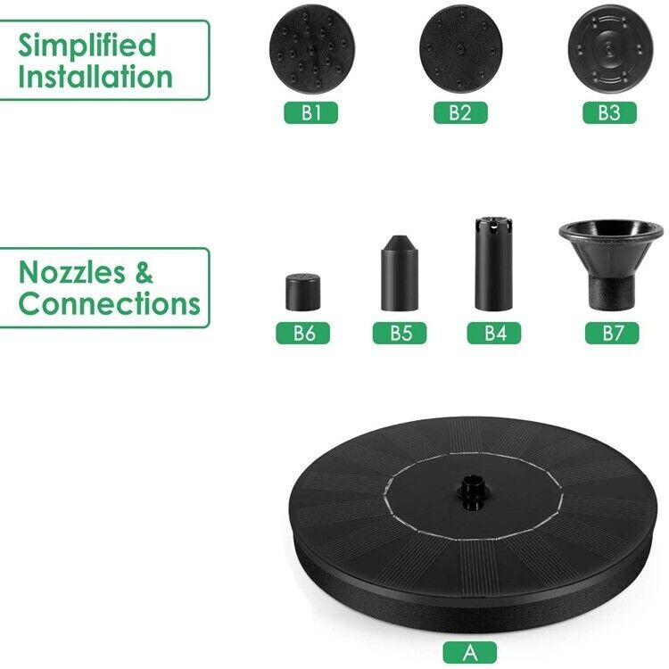 Solar Power Bird Bath Fountain Pump Upgrade 1.4W Solar Fountain with 4 Nozzle